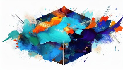 Vibrant Ink Splatter Artistry Expressive Grunge Design with Paint Brush Strokes and Abstract Elements, Embracing the Essence of Creative Freedom