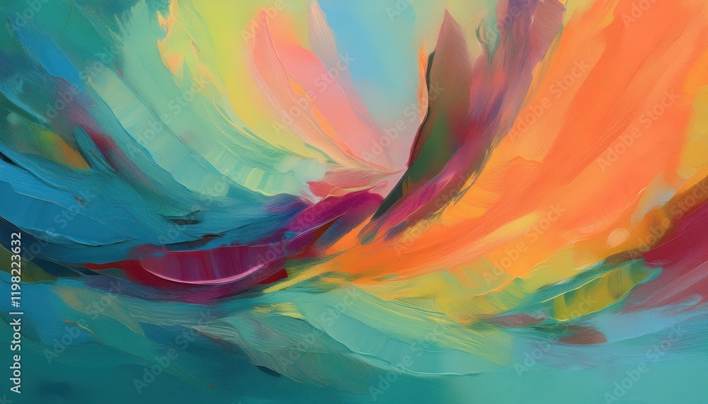 Poster vibrant abstract artwork closeup view of colorful ink and paint swirls creating an abstraction on a 