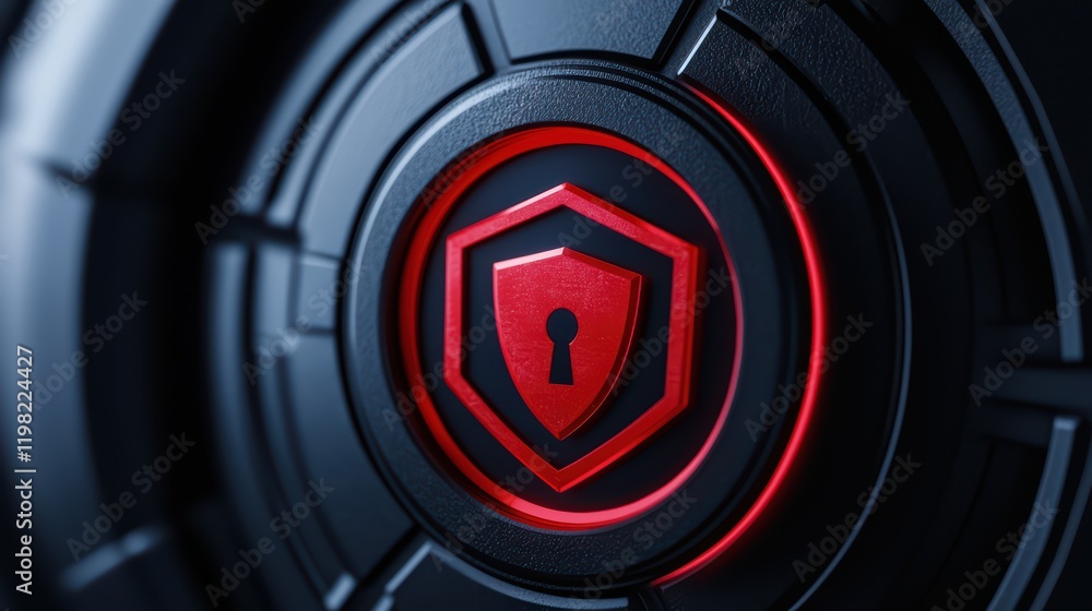 Aufkleber digital security icon with shield and keyhole design in red and black