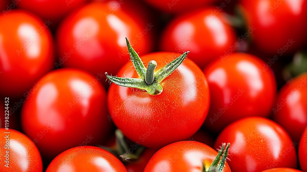 Poster fresh ripe tomatoes closeup in a vibrant culinary display : generative ai