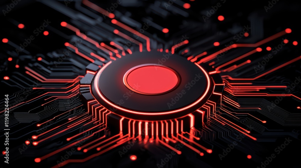 Poster abstract circuit board design with red and black colors