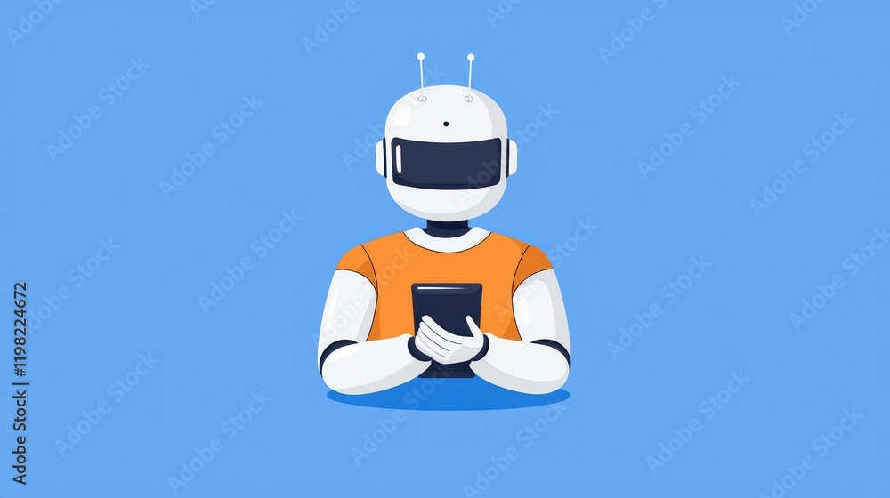 Aufkleber friendly robot using smartphone in modern digital environment