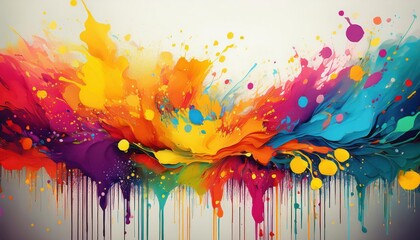 Vibrant Abstract Confetti Background A Colorful Palette of Paint Splashes, Offering an Exuberant...