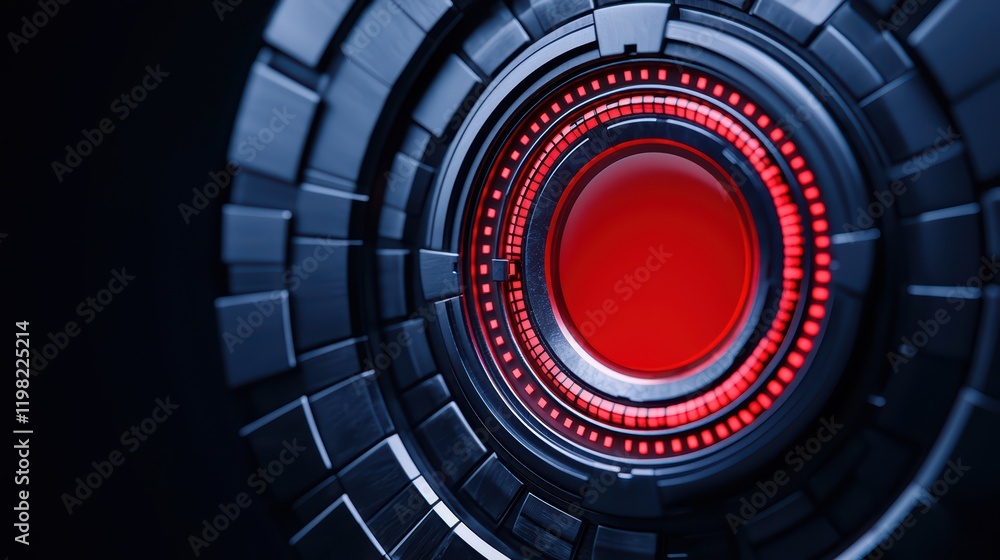 Poster abstract futuristic design with circular pattern and red highlights