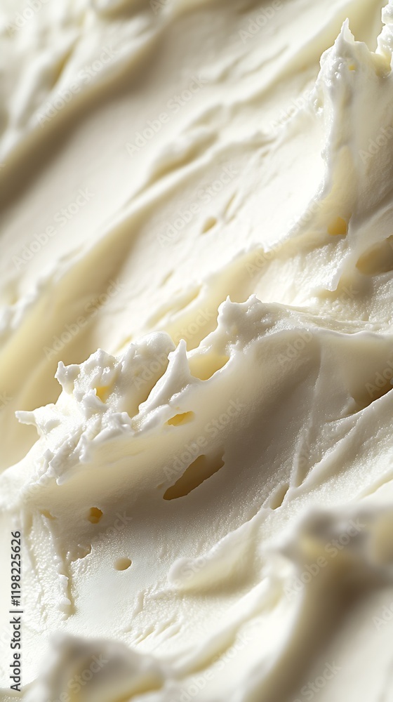 Poster closeup of smooth creamy texture of whipped butter or frosting : generative ai