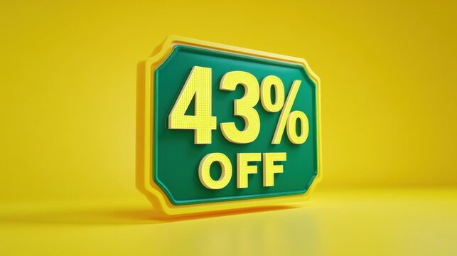 43% off sale discount promotion green yellow sign.