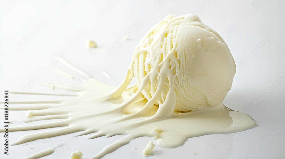Poster close up of melting ice cream capturing the essence of refreshing dessert in creamy white : generati