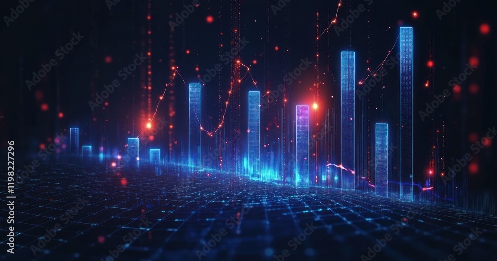 Aufkleber futuristic digital market chart with glowing graphs and advanced technology background