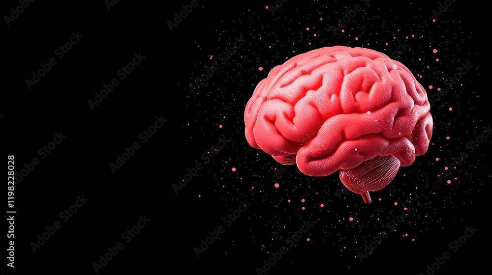 Aufkleber abstract 3d render of a colorful brain on a black background