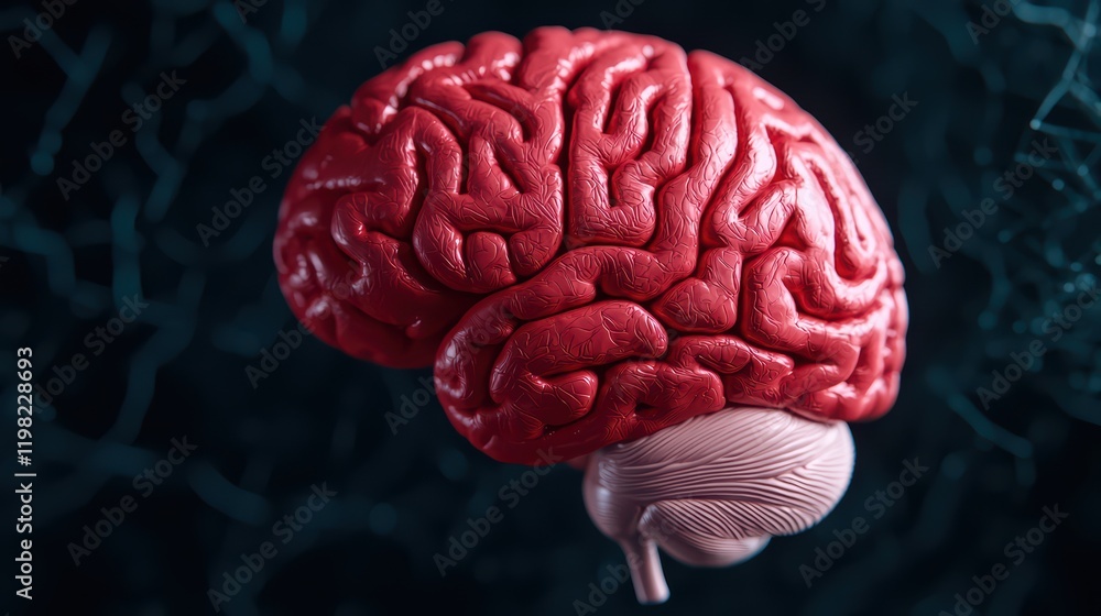Poster detailed 3d render of a brain with intricate texture and structure