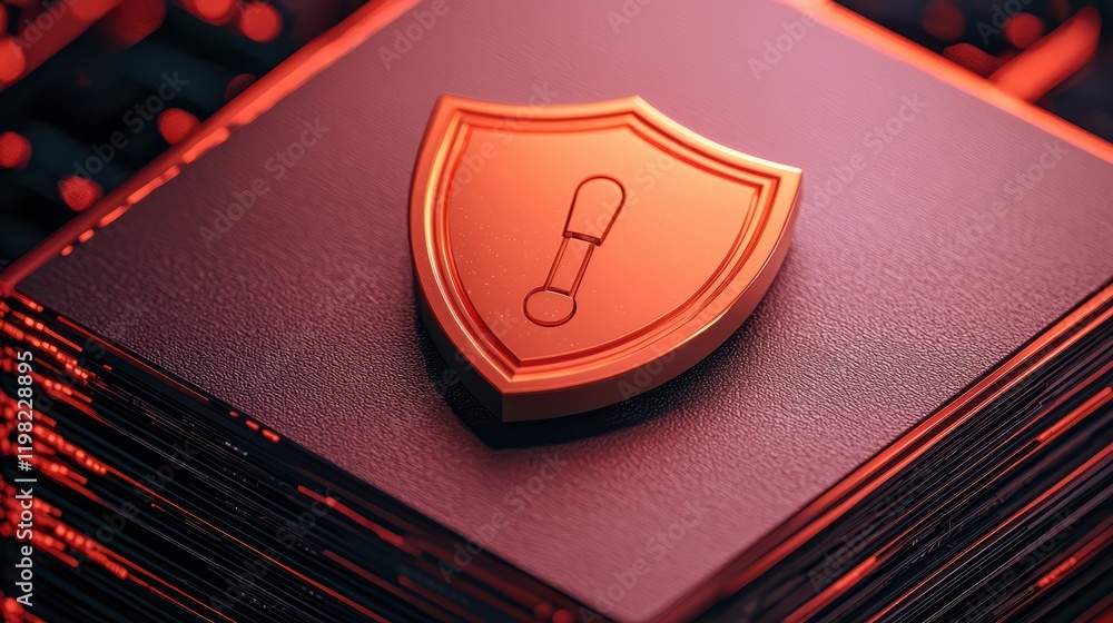 Poster secure data protection shield on digital background with glow effect