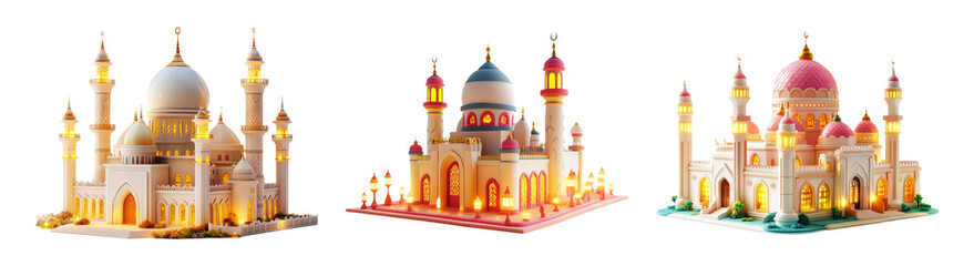 Colorful Fantasy Buildings Collection on Transparent Background