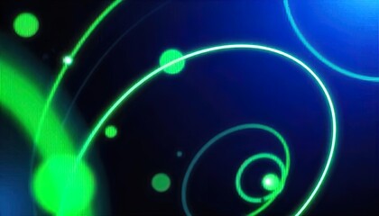 Obraz premium Abstract Green Light Spirals On Dark Blue Background