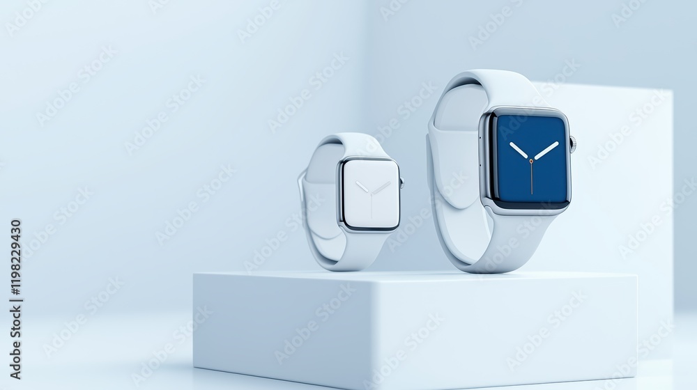Poster modern smartwatch display with elegant design on white background
