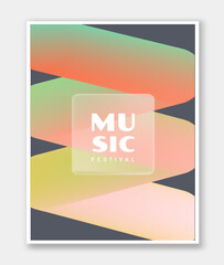 Abstract music poster. Green, yellow and orange volumetric wave. Musical festival and concert. Graphic element for website. Flat vector illustration