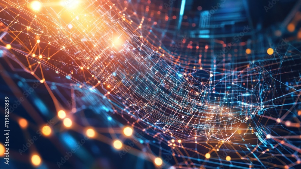 Poster abstract network connection: digital data flow visualization