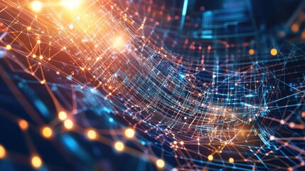 Obraz premium Abstract Network Connection: Digital Data Flow Visualization