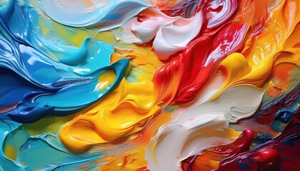 Vibrant and Expressive Macro Shot of Multicolored Oil Paints, Showcasing the Textures and Layers of...