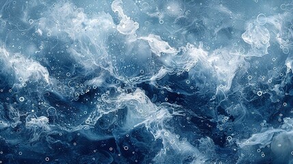 Fototapeta premium Water_water_waves_blue_background_white_bubble