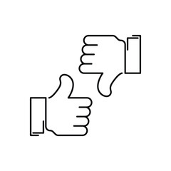 Thumbs up and thumbs down. Vector line icon