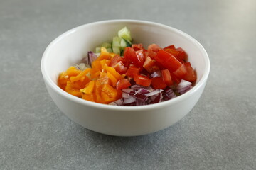 diced vegetable salad in bowl