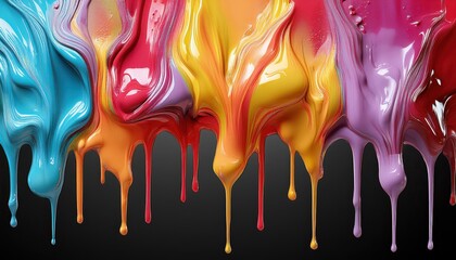 Striking Abstract Artwork Showcasing a Melted Paint Border against a Transparent Backdrop,...