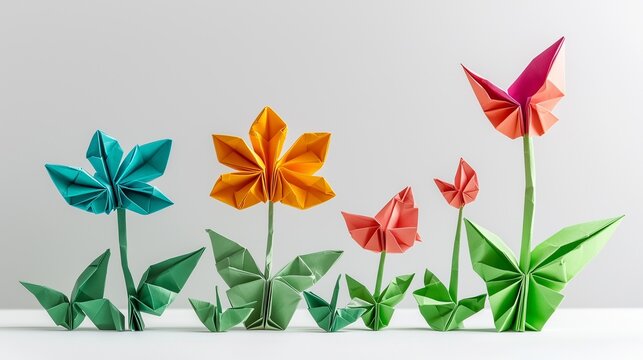 Stages growth represented through evolving origami designs