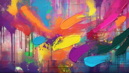 Obraz premium Abandoned Artistic Layer Messy Paint Strokes and Smudges Creating a Layered Texture on an Aged Wall Background