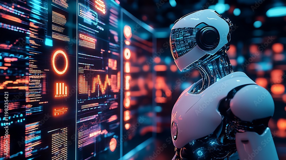 Poster High-Tech Android with Data Display in a Modern Cyber Environment for Analytical Technology : Generative AI