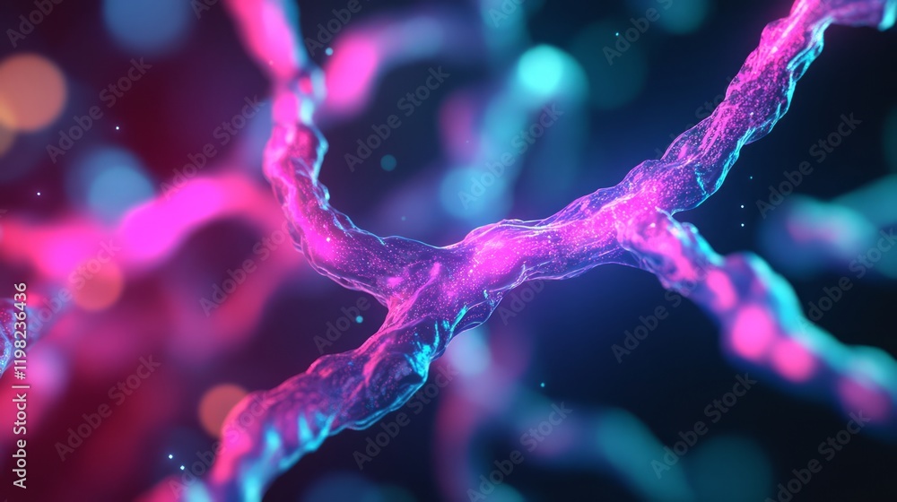 Aufkleber colorful abstract representation of molecular structure with twisting chains and vibrant light effec