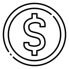 United State Dollar Currency Symbol Line Icon