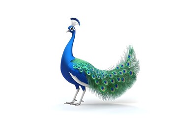 Fototapeta premium Peafowl Isolated on White Background.