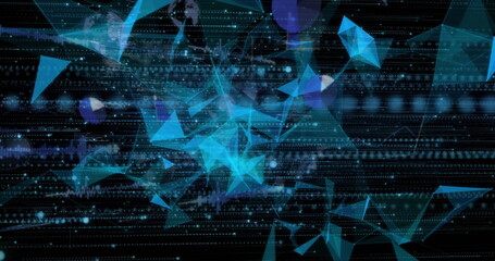 Image of binary coding and digital data processing over black background