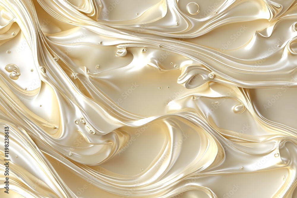 Poster elegant fluid patterns in glossy cream tones perfect for fashion and interior design applications : 