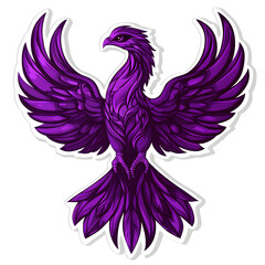 Fototapeta premium Purple Phoenix Sticker Vector Art on White Background