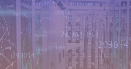 Image of data processing over server room