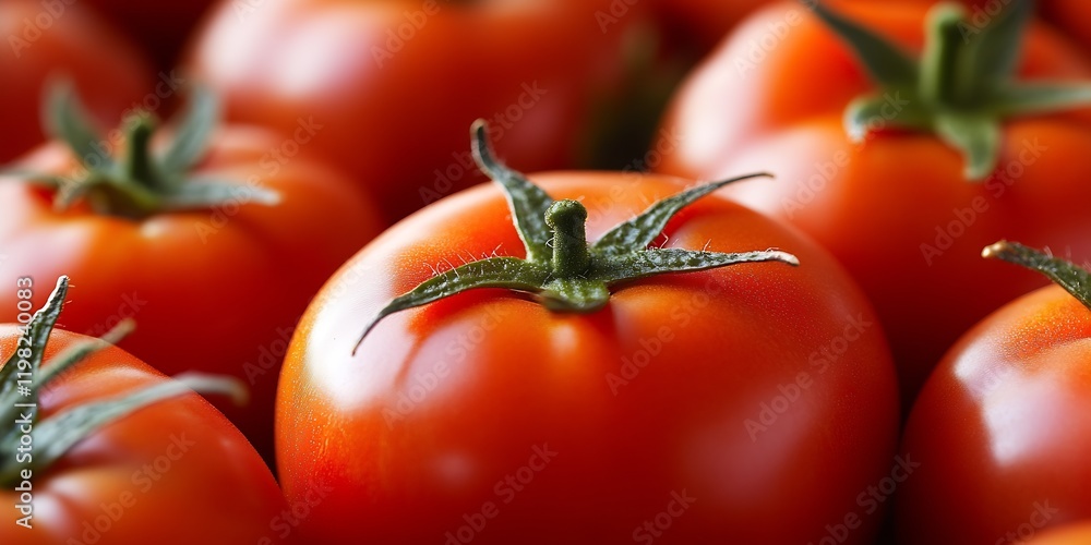 Poster texture of fresh ripe tomatoes with green stems for culinary and nutritional uses : generative ai