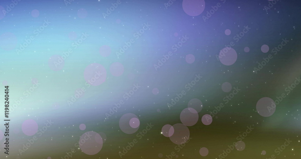 Poster bokeh image with purple circles over blurred gradient background