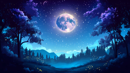 Night sky full moon and stars galaxy background astronomy beauty and wonder of the universe. moonshade. illustration. Moonshade. Illustration
