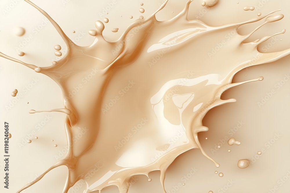 Poster vibrant beige paint splash captured in high-speed close-up : generative ai