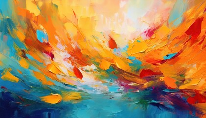 Vibrant Modern Impressionistic Art Poster Abstract Exploration of Color and Form, Capturing the Spirit of Contemporary Abstraction.