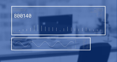 Image of digital data processing over desk in office