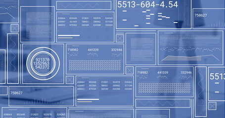 Image of digital data processing over office