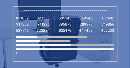 Image of digital data processing over desk in office
