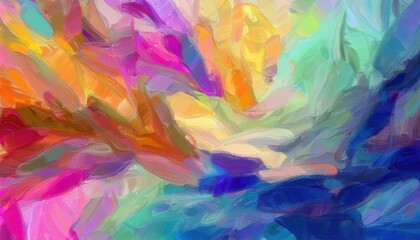 Vibrant Modern Impressionist Wall Poster Abstract Artwork Showcasing a Striking Palette of Bold Colors and Textures in an Elegant Template