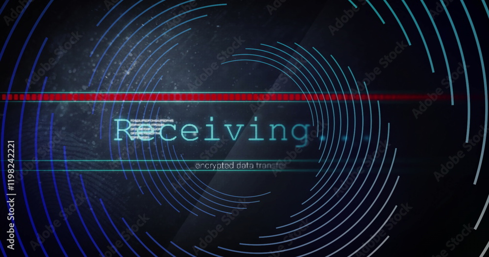 Poster image of data processing over spinning lines on black background