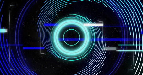 Image of scope scanning over spinning lines on black background