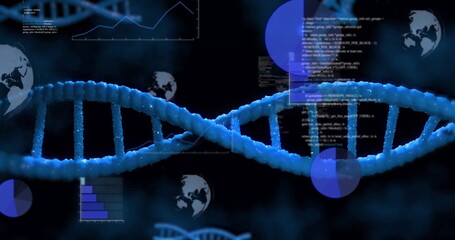 Image of digital data processing over dna strand