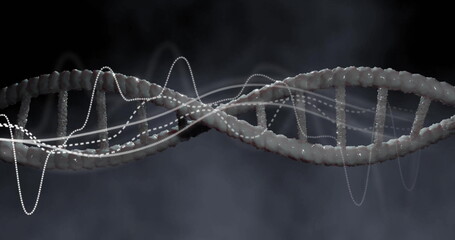 Image of digital data processing over dna strand