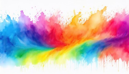Fototapeta premium Vibrant Watercolor Splash A Spectacular Display of Colors on a White Background, Capturing the Spontaneity and Whimsy of Artistic Expression in .